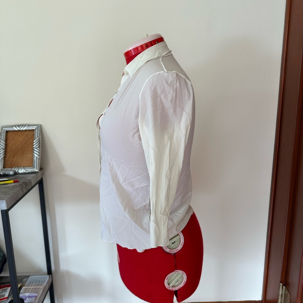 Classic white DKNY women’s silk button up blouse
